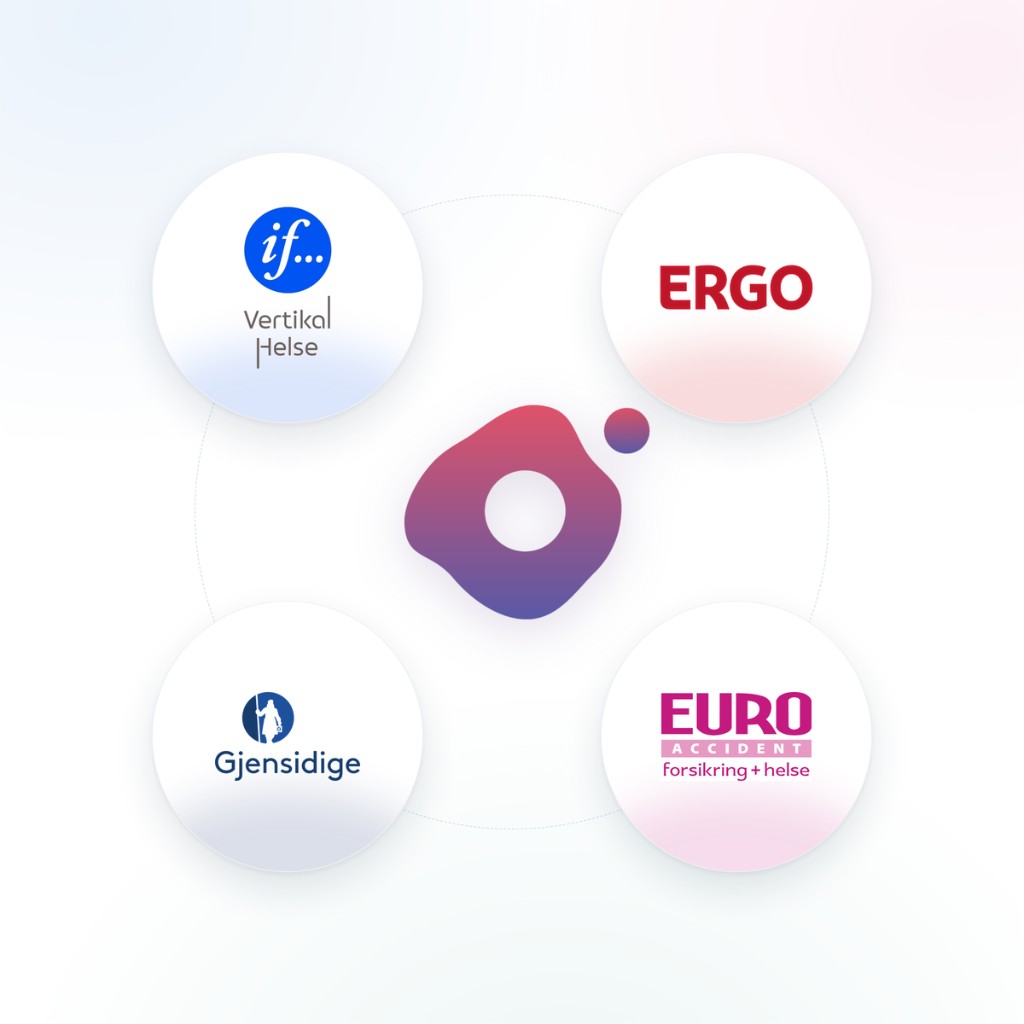 Logoene til If og Vertikal Helse, ERGO, Gjensidige og Euro Accident